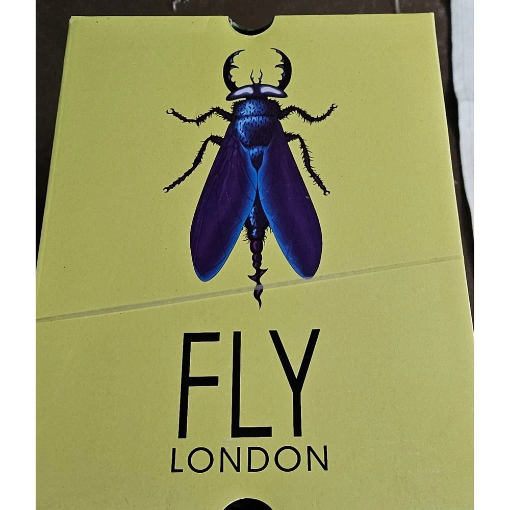 FLY LONDON Cupi/Bard Leather Ankle Boots‎ Bronze Detail Block Heel Zip Size 35